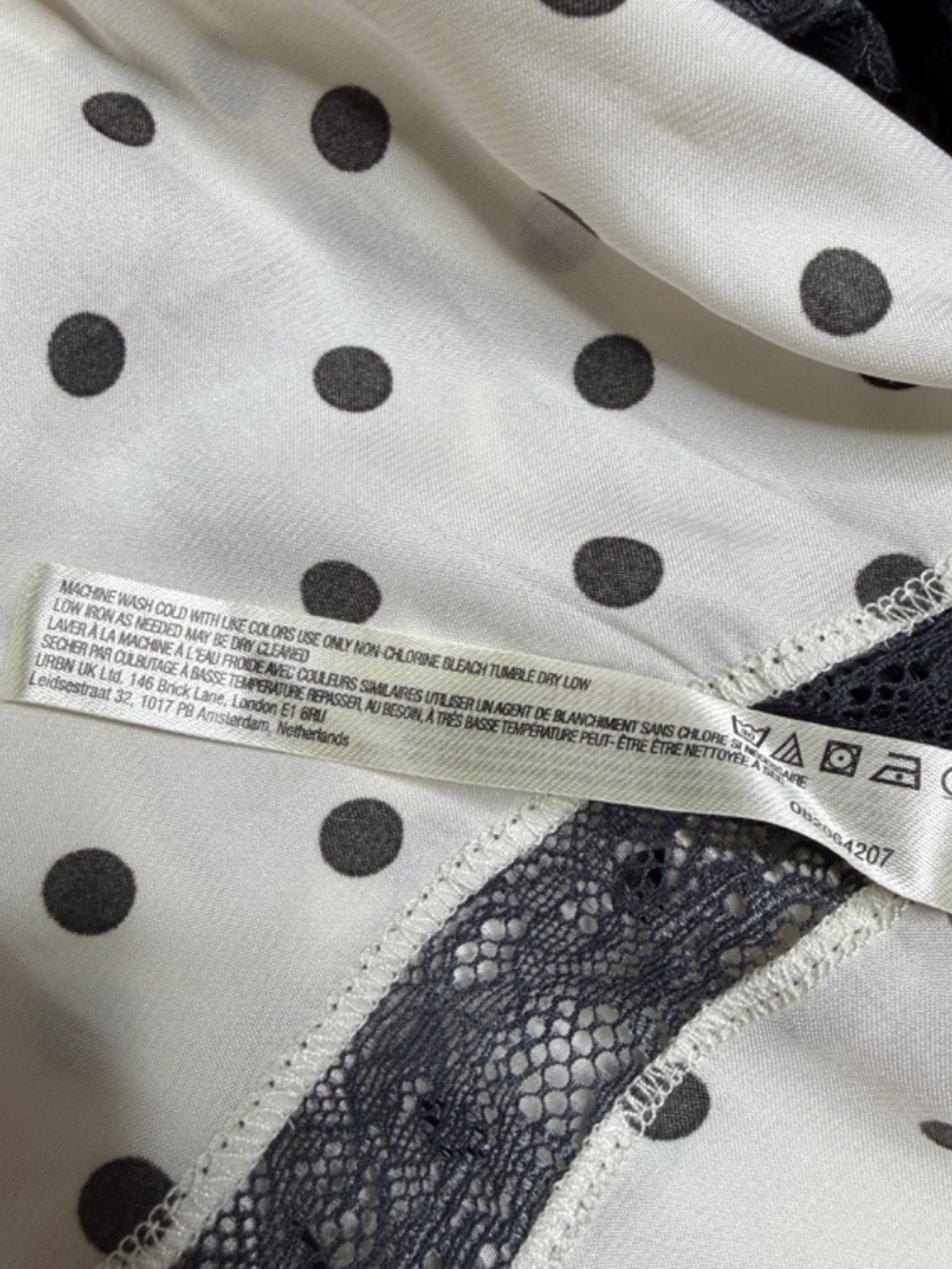 timately Free People Satin Polka Dot Lace Maxi Slip Dress Ivory Black Coquette - Picture 11 of 11